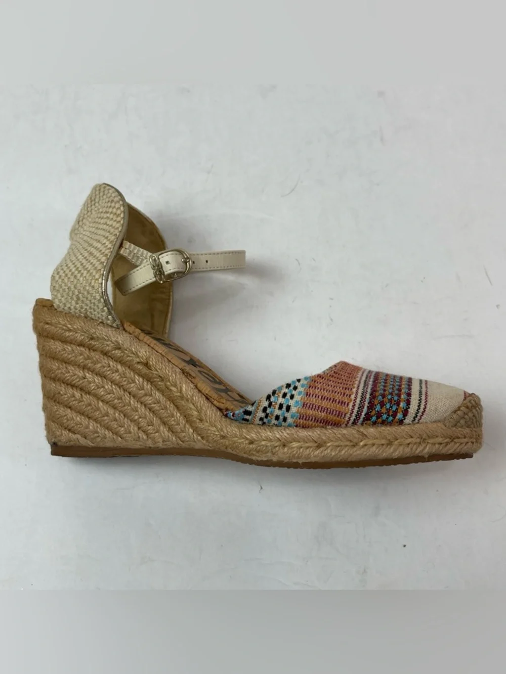 Sam Edelman Payton Espadrille‎ Wedge Size 6M Colorful Stripe Woven Wedge Heel